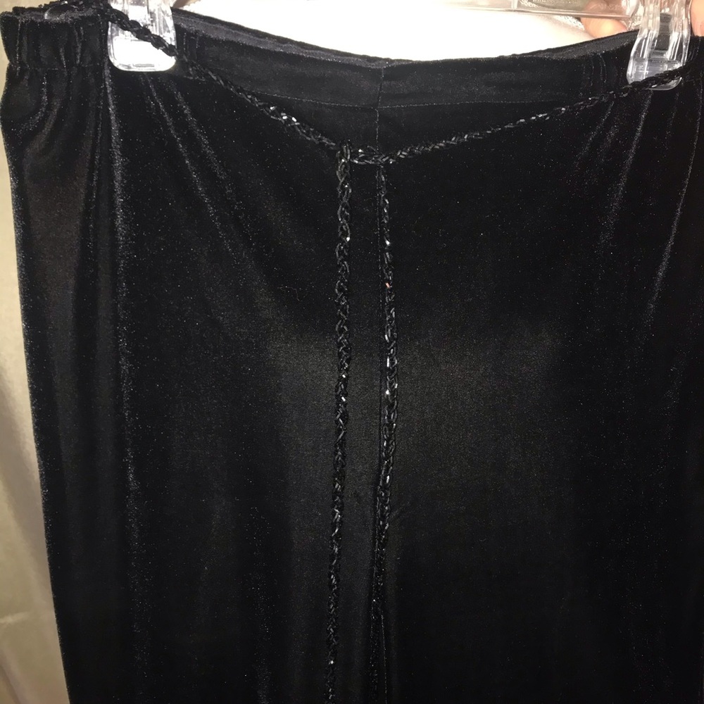 Black Velvet Beaded Belt Pants